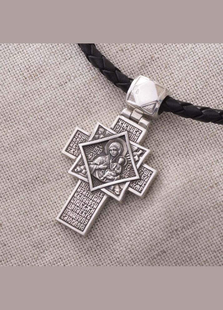 Срібний православний хрест з чорнінням 132488 Oniks (264392731)