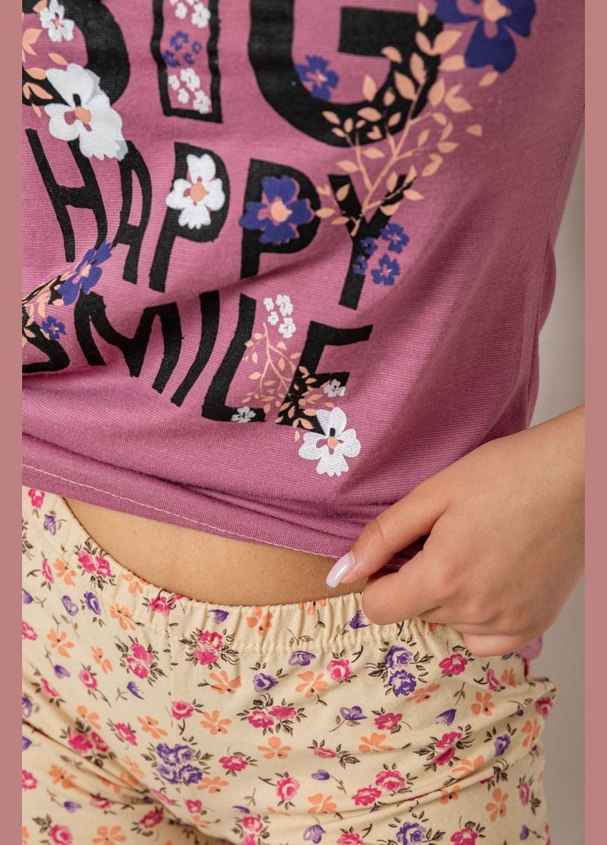 Пудровая всесезон пижама женская с принтом, Polkan