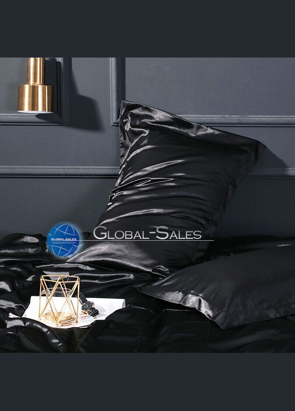 Атласное Красно-черное двуспальное постельное белье 175х210см Moka textile (316632129)