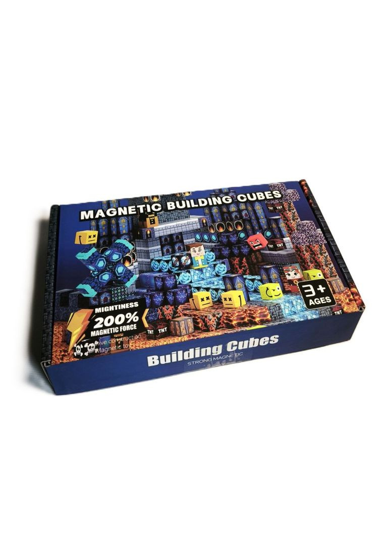 Магнітний конструктор Синій Замок Magnetic Building Cubes Blue Architecture Castle 100 шт + сумочка No Brand (369474151)