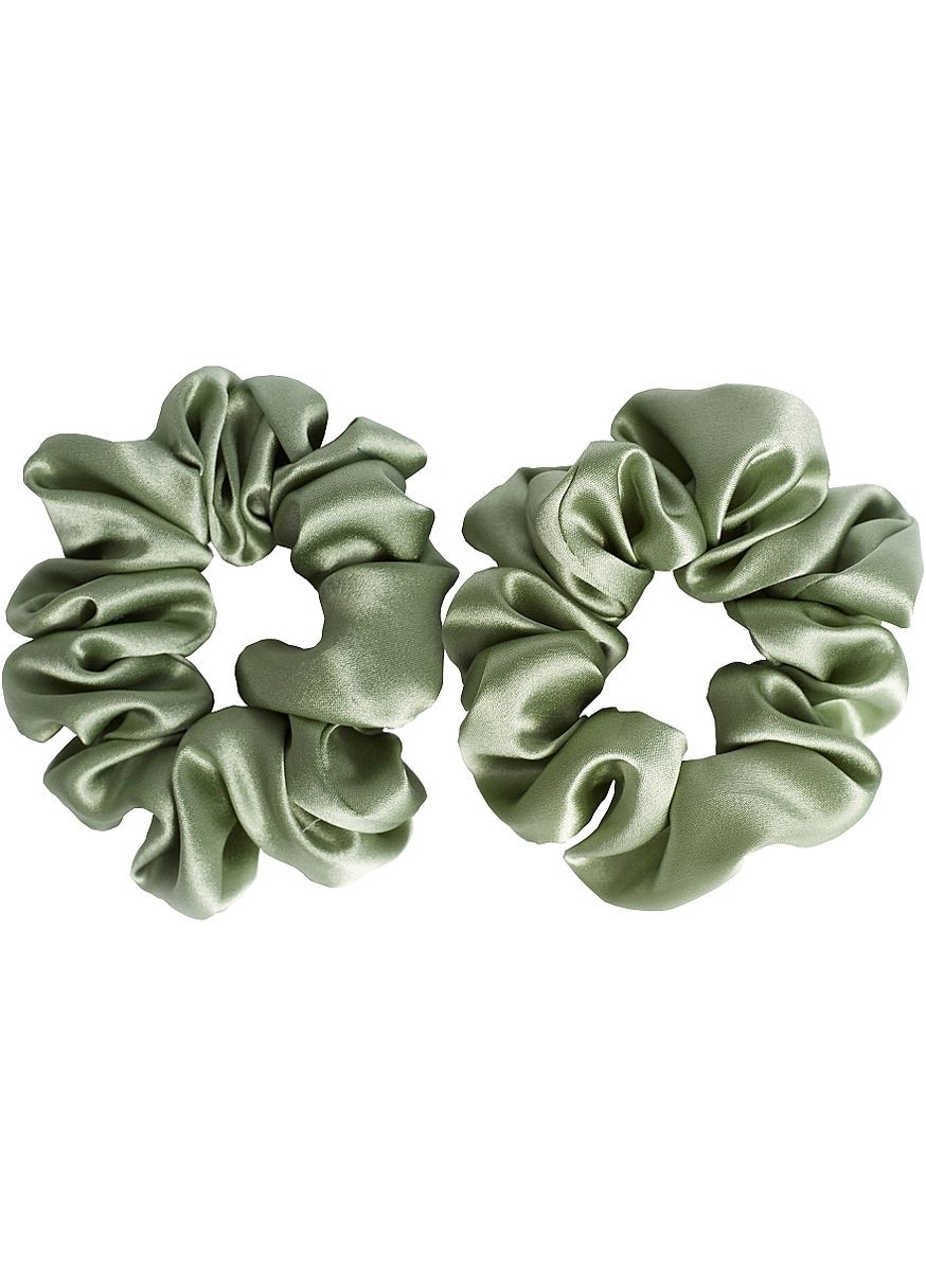Набір резинок з натурального шовку, розмір M, світло-зелений Scrunchie Set 2шт (973224-27064224) De Lure (365799074)
