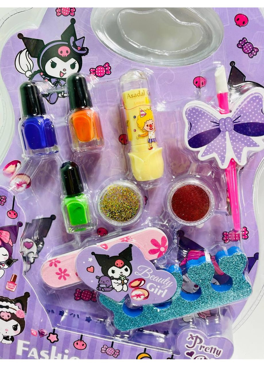 Детский набор для маникюра и педикюра аниме Куромы детские лаки для ногтей и аксессуары 9 предметов No Brand (362193113)