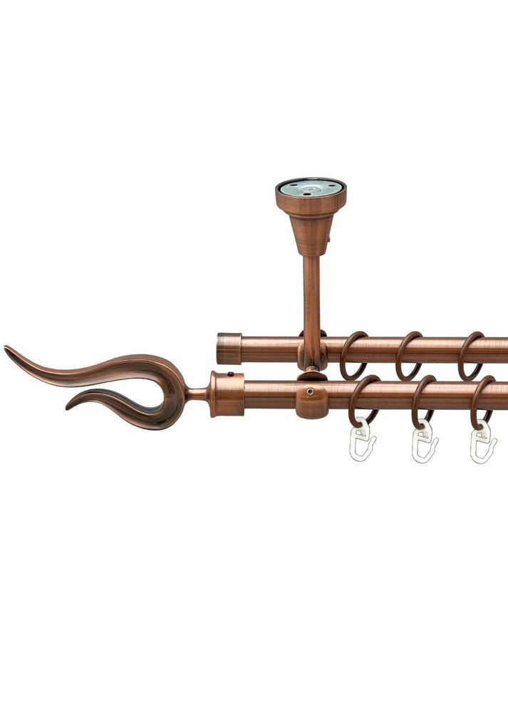 Карниз Виоло металлический двухрядный открытый к потолку гладкая труба Медь 16\16 мм 300 см (00-00020083) ORVIT (300688777)