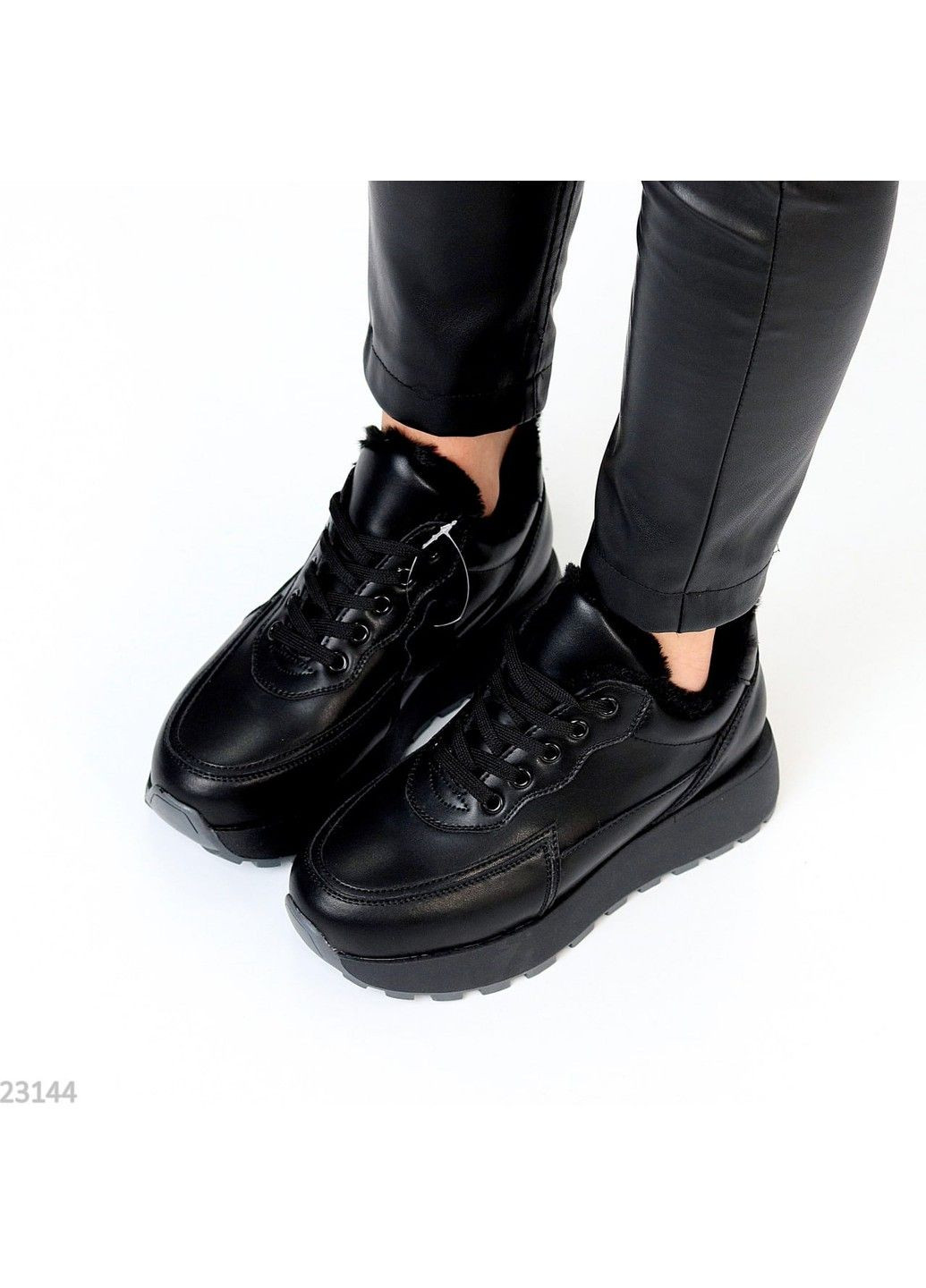 258 Кросовки Зимние Кожаные Черные утепленные Hengji чёрные зима (311950315)