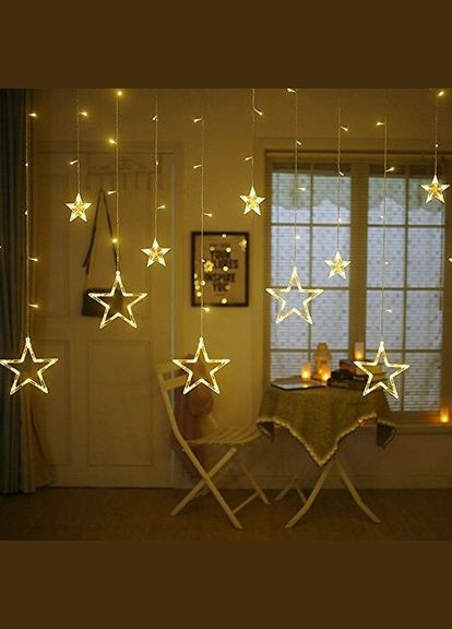 Светодиодная гирлянда Штора Звездопад 2.5 метра 138LED 12 звезд 220В Warm white SunLamp (304425731)