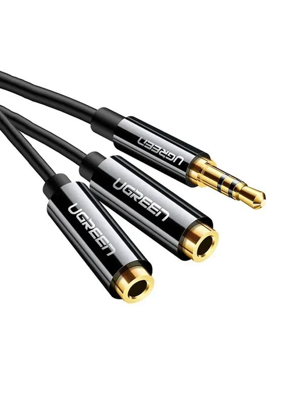 Аудіокабель 3.5mm male to 2 female, TPE, 2m Black (UGR-20816) Ugreen AV134 (378062287)