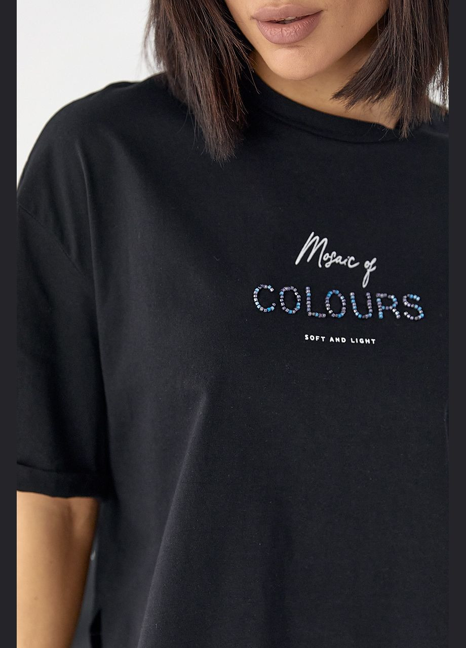 Футболка с надписью из бисера Lurex - (326065785)