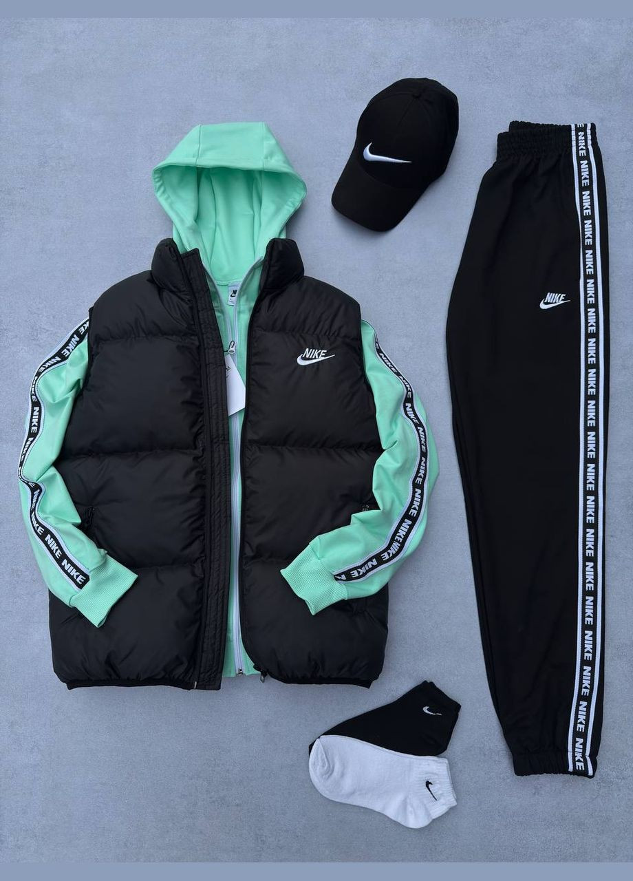 М'ятний набір nike жилет,зіп худі лампас,штани,кепка,2 пари шкарпеток No Brand