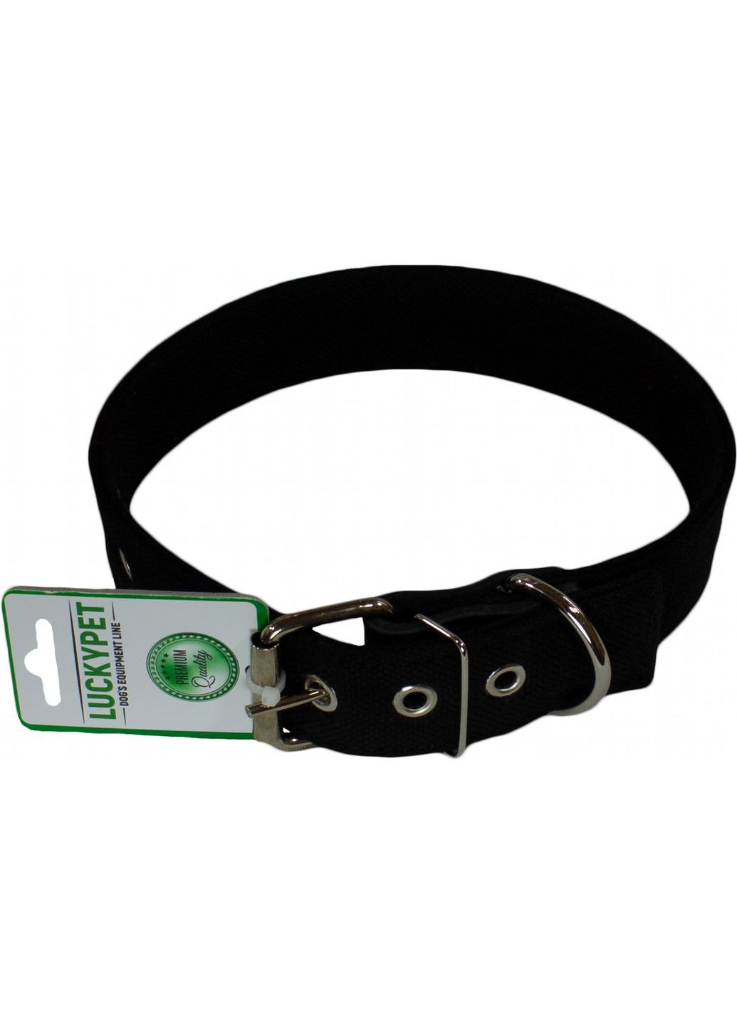 Ошейник брезентовый двойной с кожей черный (4820224214801) Lucky Pet (322328737)
