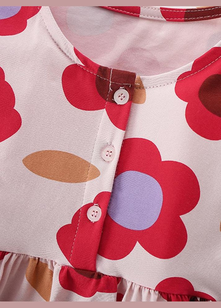 Розовое детское летнее платье для девочки с цветочным принтом 31252 разноцветный Malwee (330487040)