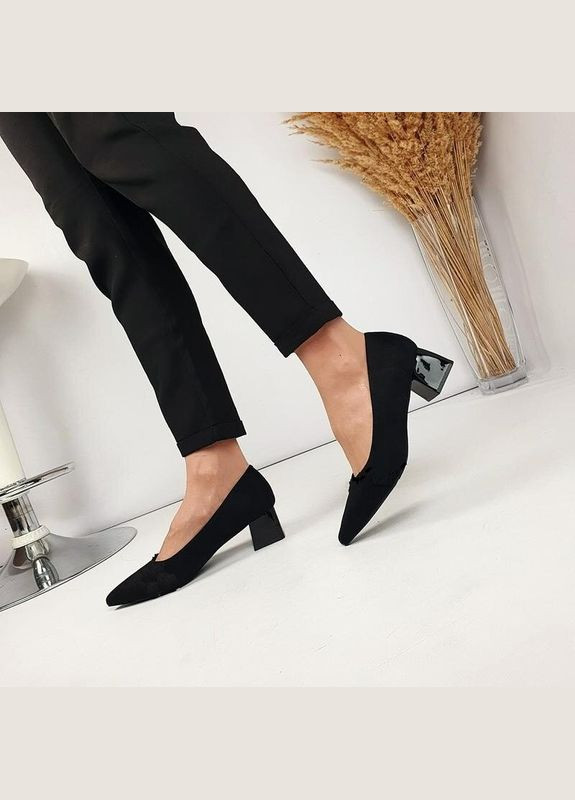 Yimeili Жіночі замшеві туфлі низький каблук туфлі-човники чорний з штучна замша, китай — (304059435)