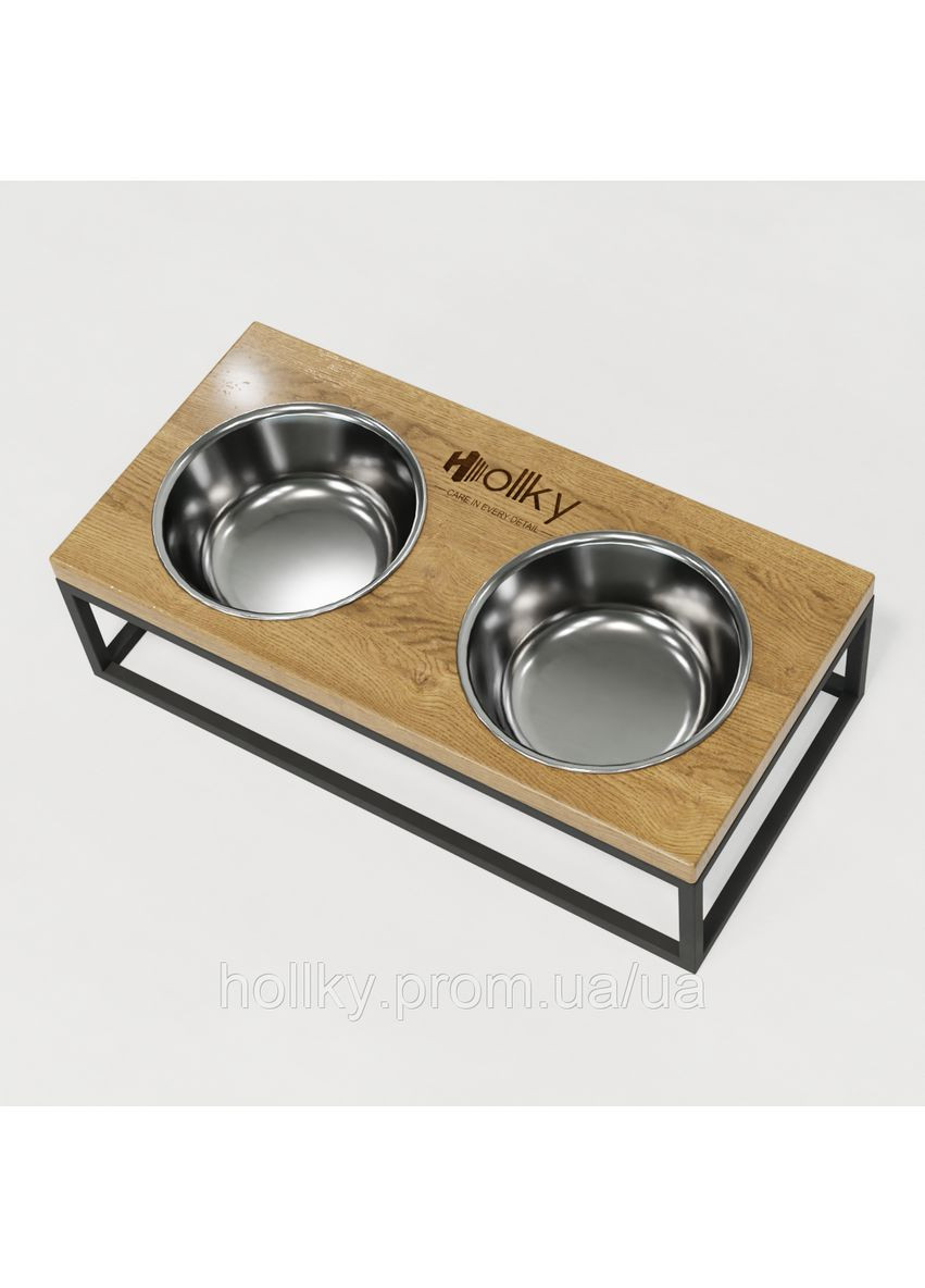 Миски на подставке для средних собак и больших кошек Base M (2×0,95 л) BM-422110-GRNT Hollky (365652753)