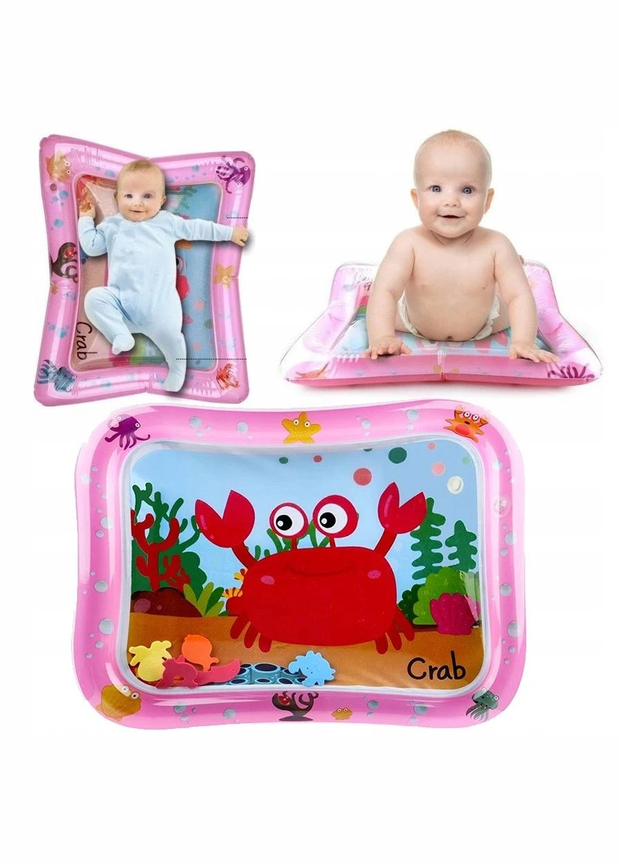 Развивающий игровой водный коврик для детей и животных надувной Water Play Mat 69×50 см Краб розовый Baby (328265876)