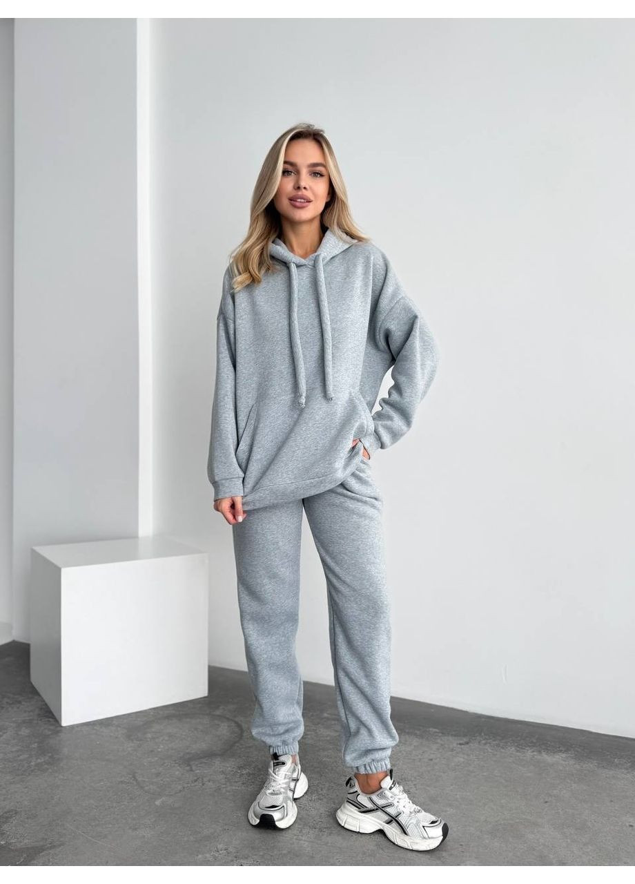 Теплий спортивний костюм жіночий тринитка на флісі з капюшоном No Brand (365796653)