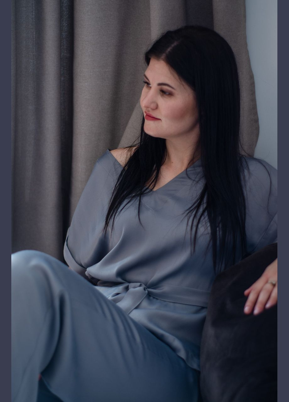 Сіра сатиновий комплект сірого кольору для дому PAPLYK