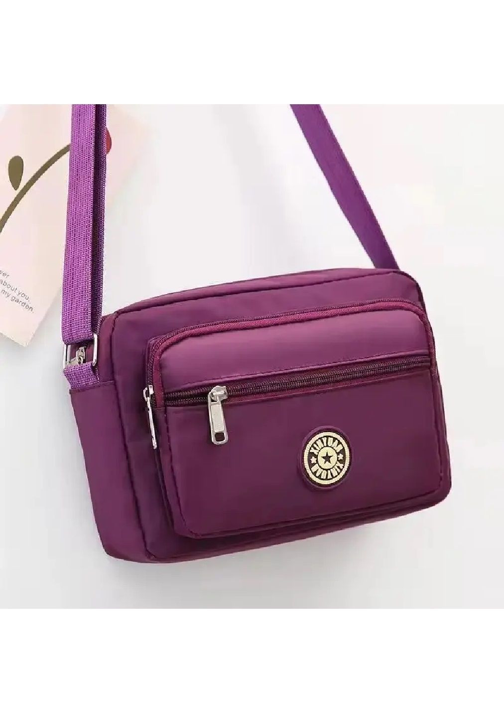 Женская сумка крос боди с регулируемым ремнем через плечо из плащевого материала на молнии 17х6х25 см (479755-Prob) Фиолетовая Unbranded (323442052)