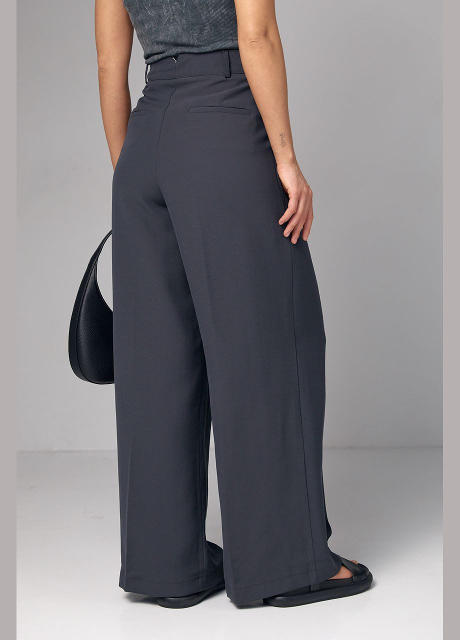Жіночі широкі штани-палаццо зі стрілками - темно-сірий Lurex (282957745)