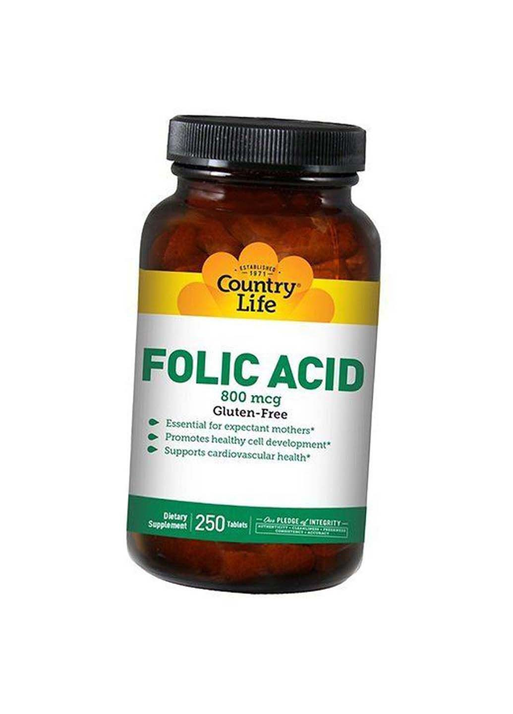 Фолиевая кислота Folic Acid 250 таб Country Life (292710934)