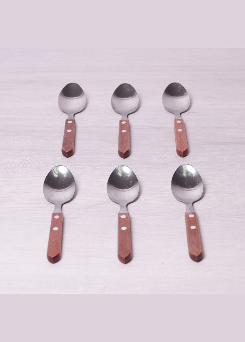 Набір столових ложок 6 шт з нержавіючої сталі з дерев'яними ручками Kamille (303211800)