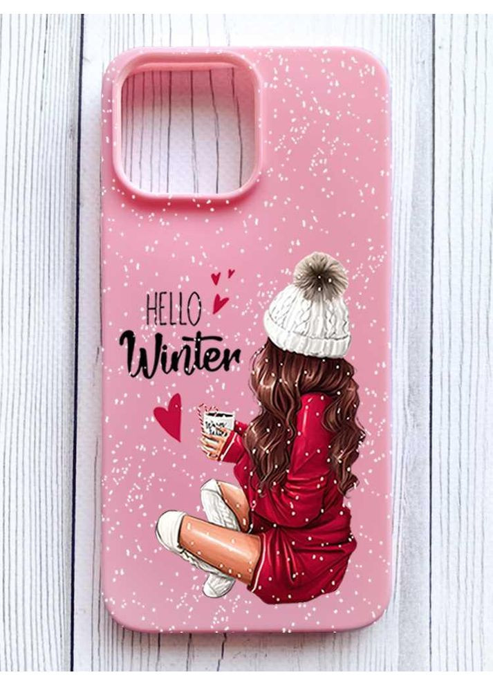 Матовий рожевий чохол на iPhone 16 Pro Max Привіт, зима (принт 138) Creative (362963242)
