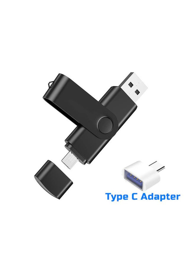 Флешка Plain 32Gb black OTG USB Micro USB Flash Drive (переходник Type-C USB в подарок) Black Jaster (297869041)