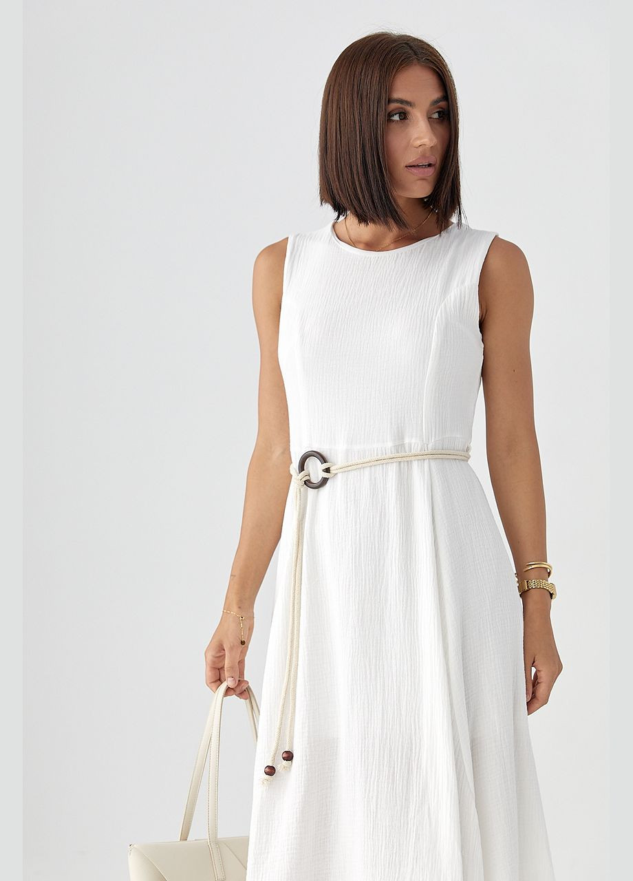 Молочное откровенный муслиновое платье с поясом - голубой цвет Lurex