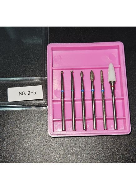 Алмазные насадки для фрезера NO.9-5 6шт Сверла для аппаратного маникюра и педикюра Global Fashion (351361296)
