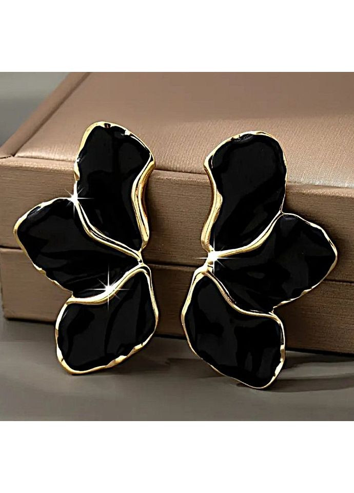 Серьги бижутерия Цветные черные лепестки No Brand (359473030)