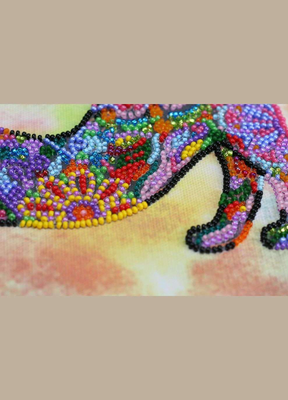 Набор-меди для вышивки бисером на натуральном художественном холсте "Играющий котенок" Abris Art (299471868)