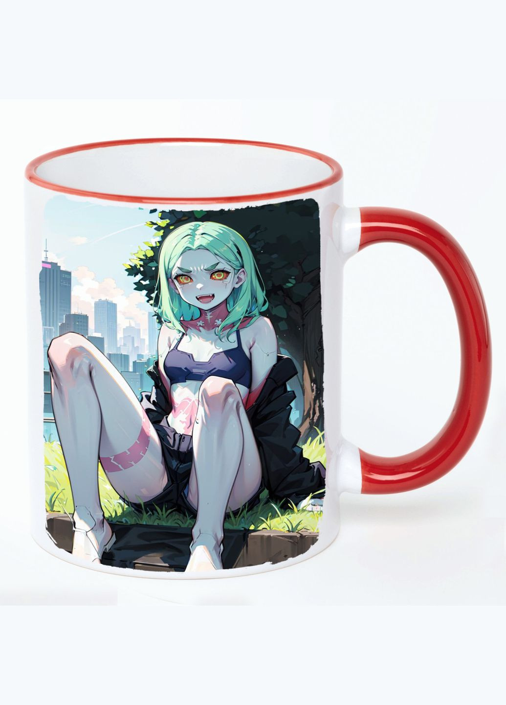 Чашка Киберпанк Аниме #014 (кружка, кружка) Белая с Красной ручкой 330 мл No Brand (322713177)