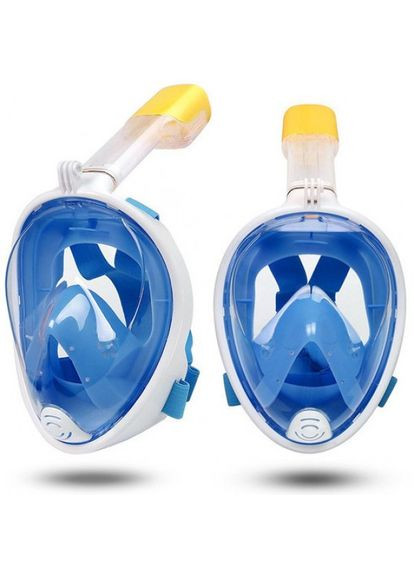 Універсальна маска Розмір S/M для плавання снорклінгу Easy BREATH (S/M) Синя Повнолицева з кріпленням для камери Free Breath (272798745)
