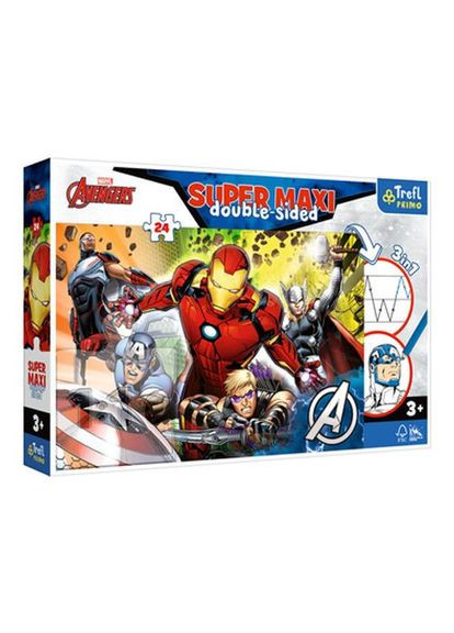 Пазли + розмальовка "Разом сильніші: Марвел, Месники", 24 елементи Super Maxi MIC (325882981)