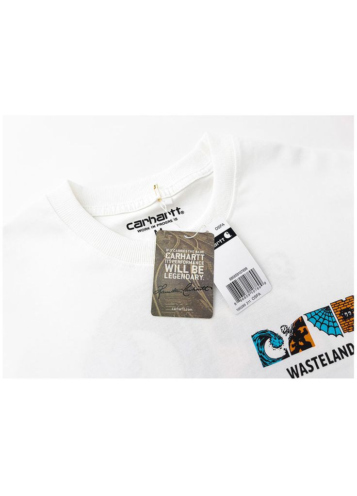 Черная футболка белая Carhartt Wastelands White Tee Mens