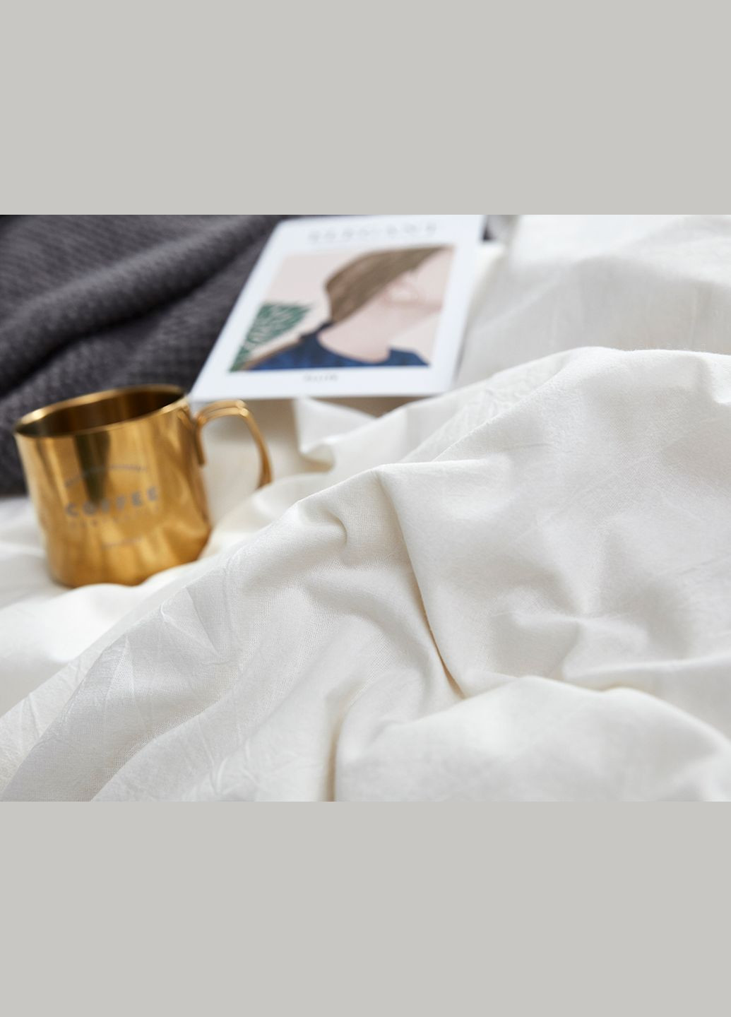 Постельное белье Вареный однотонный хлопок белый Евро Love You (300229127)