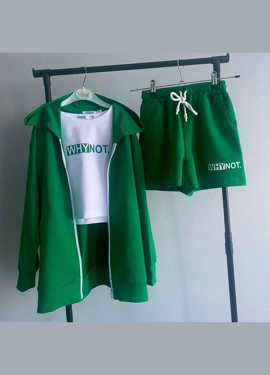 Зелений літній костюм 3-ка трава "whynot." трійка, з шортами IRmAS оверсайз