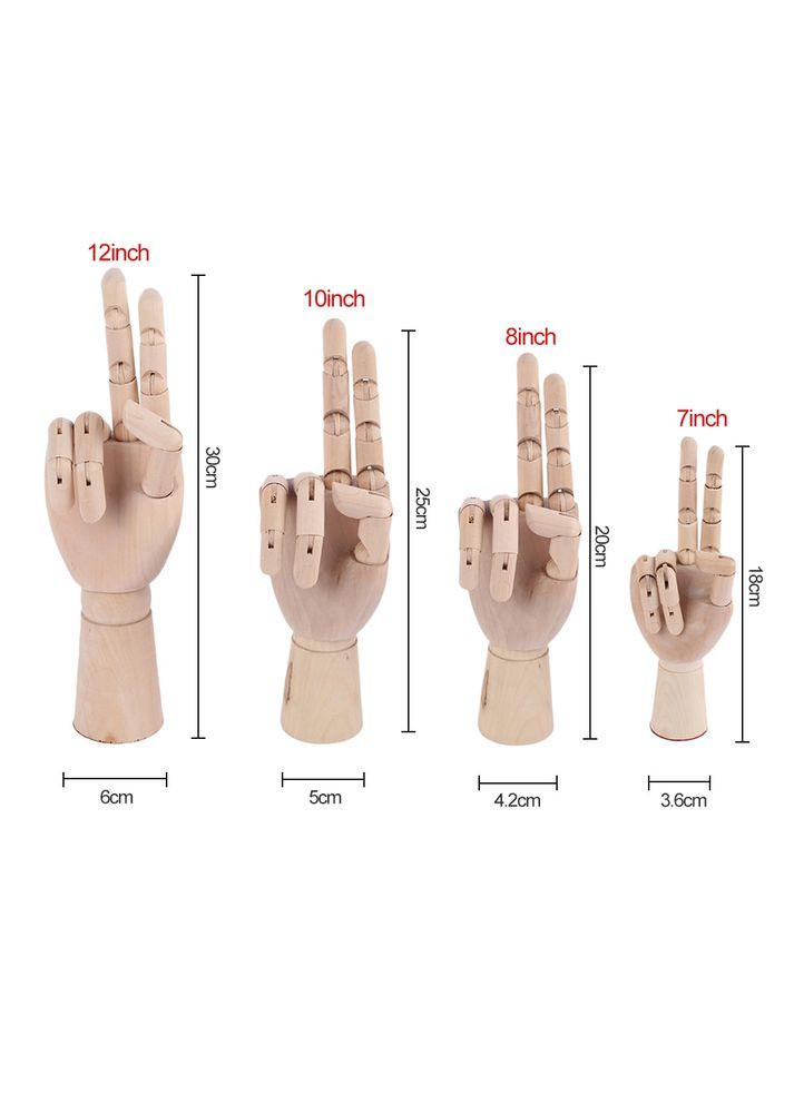 Деревянный подвижный манекен кисти руки, 10" (25 см) Worison (322650370)