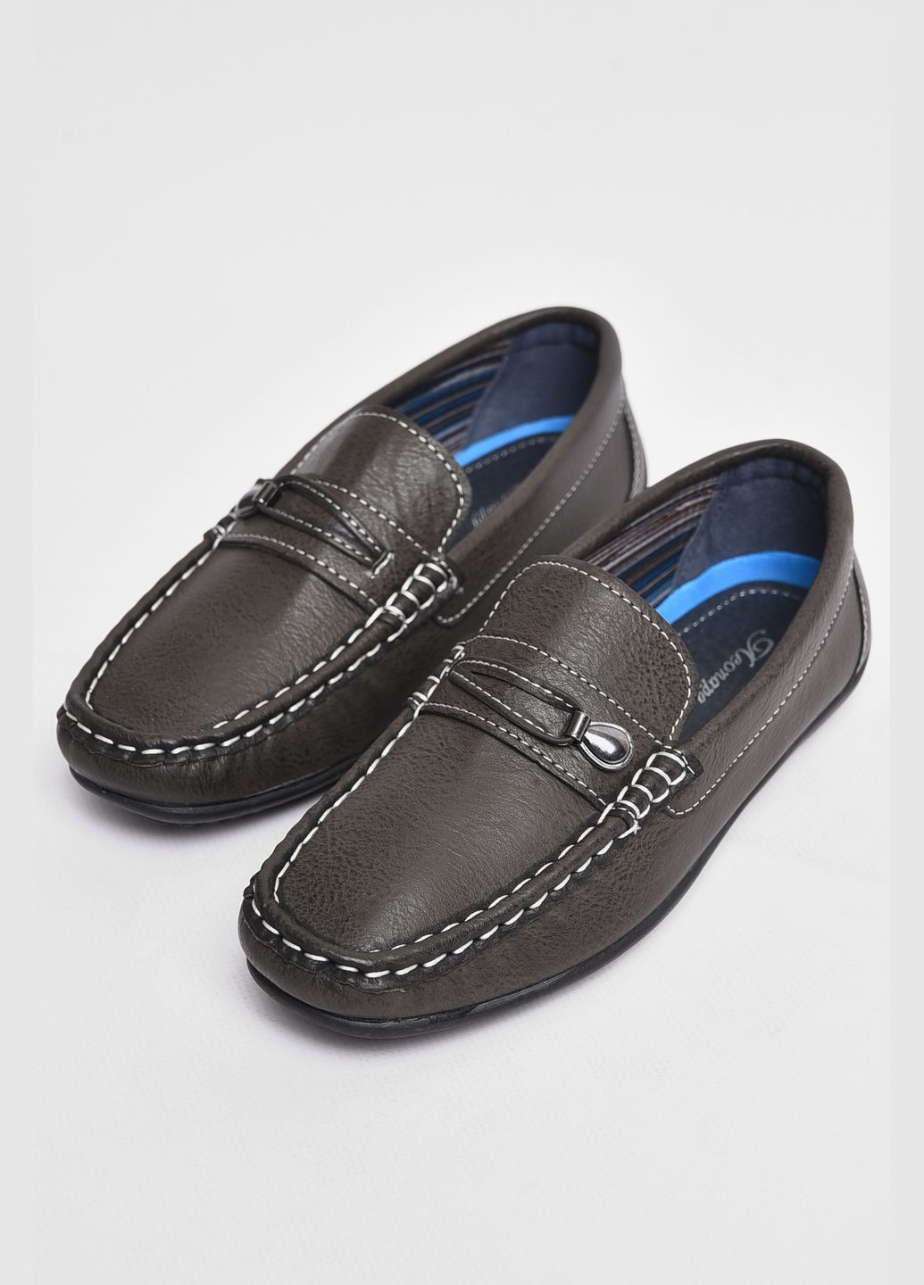 Серые туфли детские для мальчика серого цвета без шнурков Let's Shop