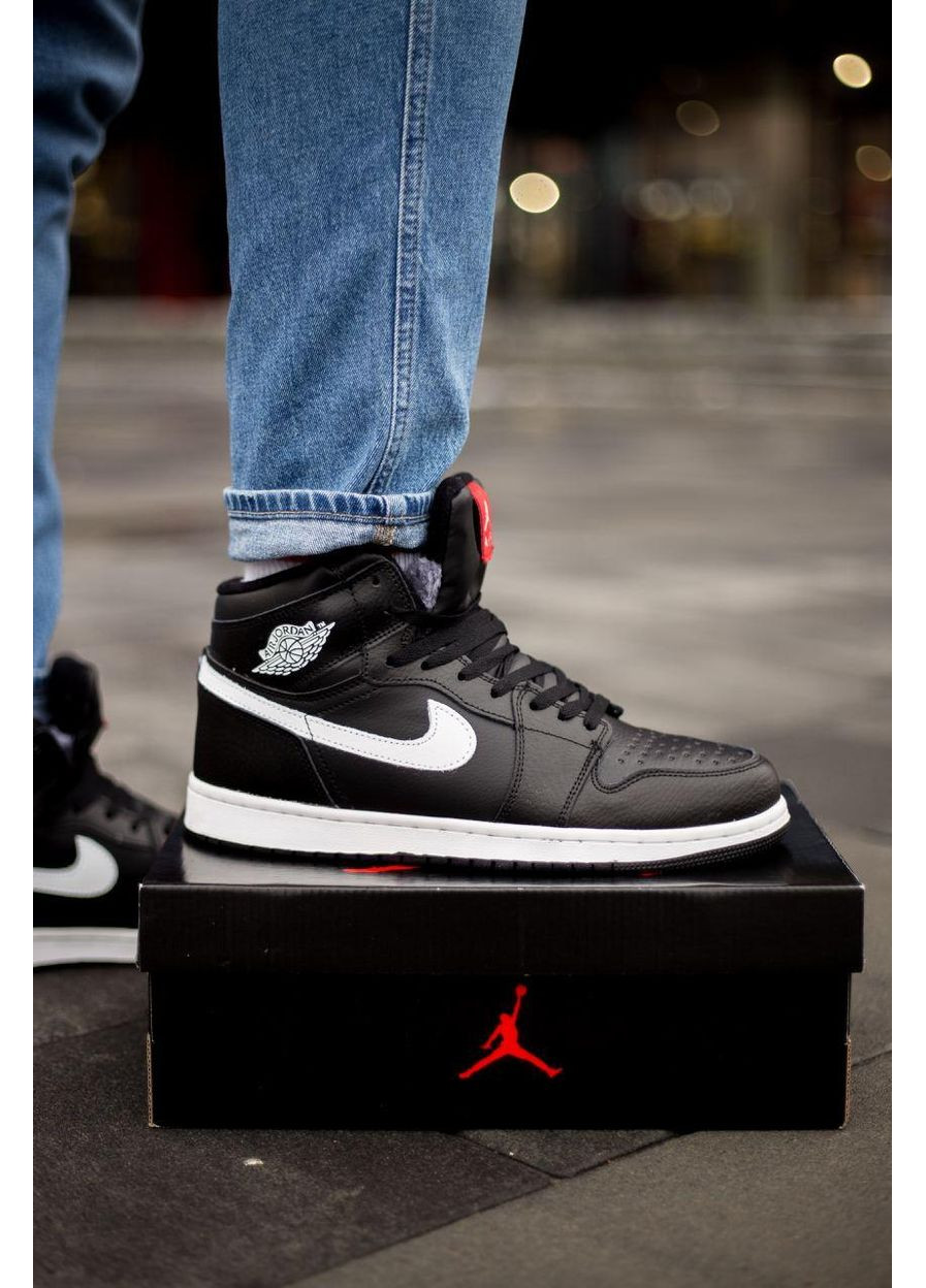 КРОСІВКИ ЖІНОЧІ NIKE AIR JORDAN 1 HIGH BLACK WHITE WINTER НАЙК АІР ДЖОРДАН No Brand чорні демісезони (367178049)