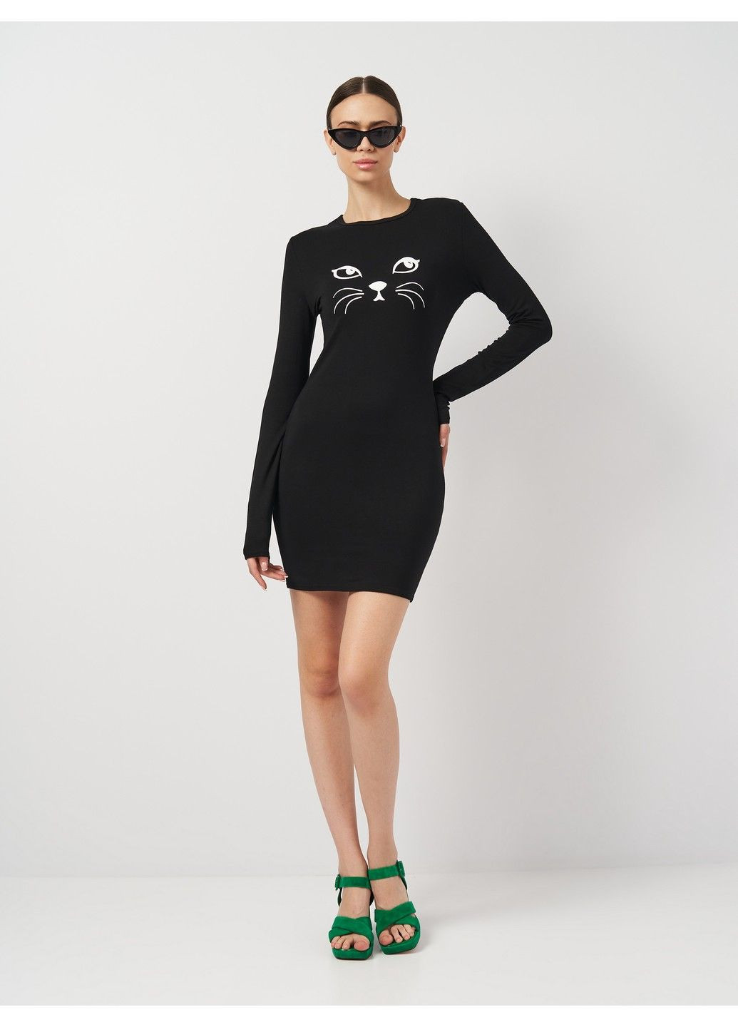 Черное кэжуал платье PrettyLittleThing кошки