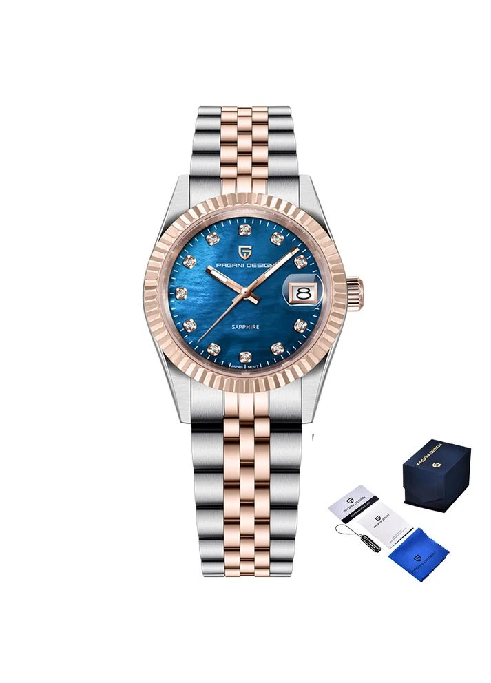 Женские часы PD-1794L Silver-Rose Gold-Blue (A-045621) Pagani Design (368994255)