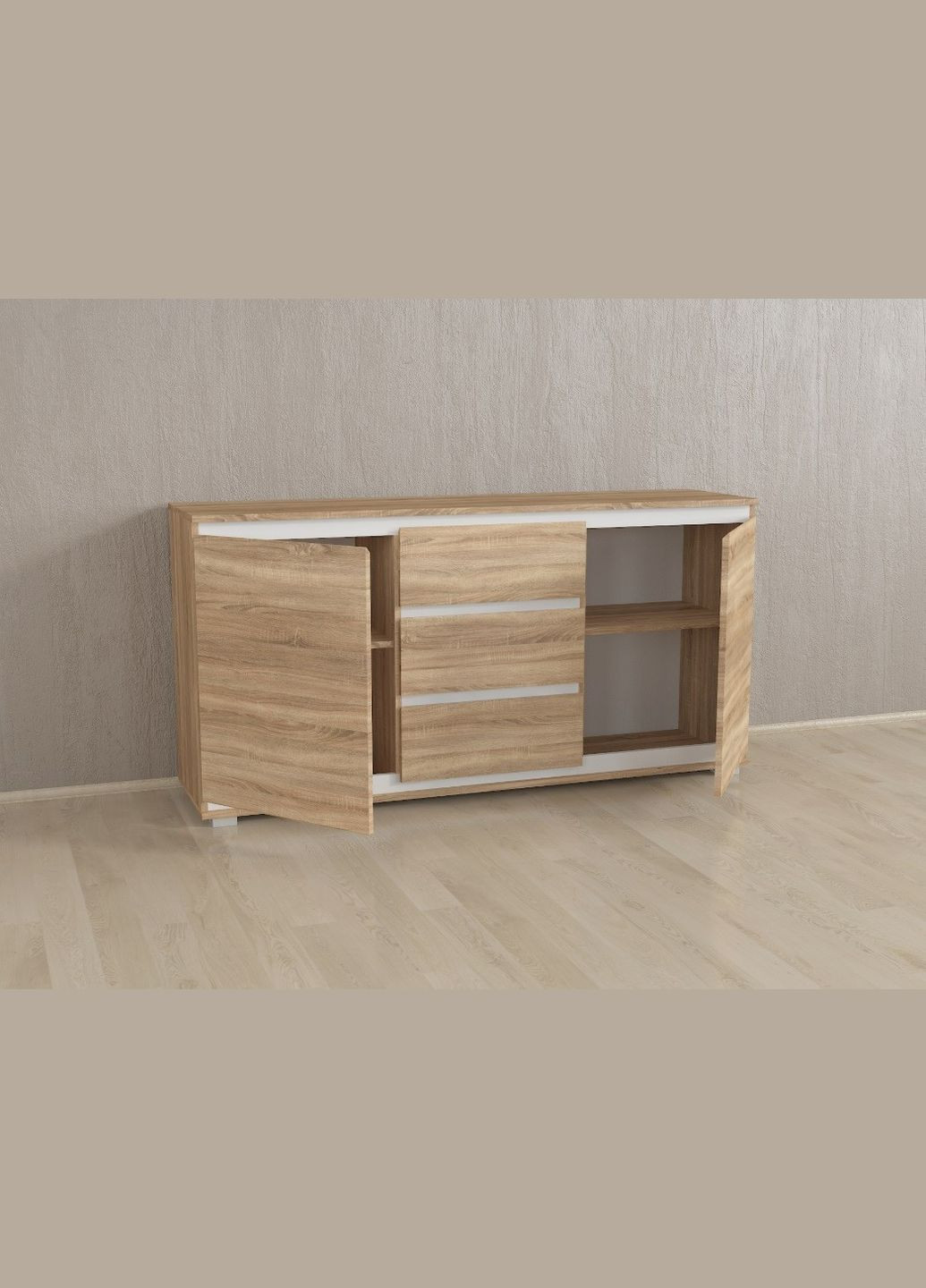 Комод Mikkel Ш 1502/В 759/Г 390 Дуб сонома-Білі планки Forte (312232249)