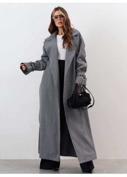 Сіре демісезонне Кашемірове пальто No Brand
