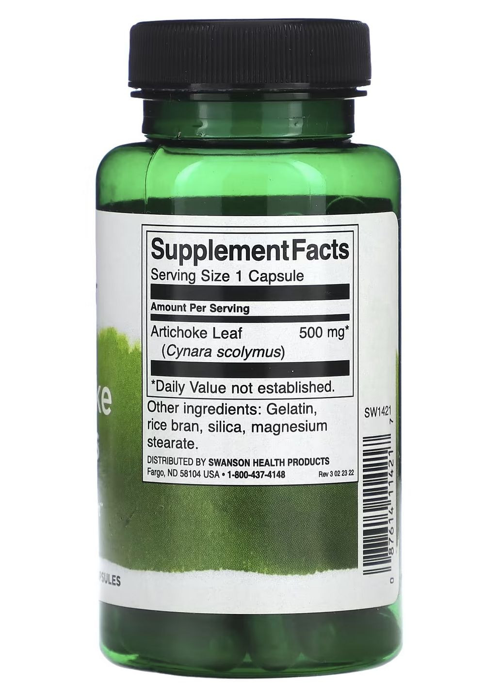 Листья артишока, 500 мг, 60 капсул - поддержка печени и пищеварения, для очищения и желчегонного действия Swanson - (347597926)