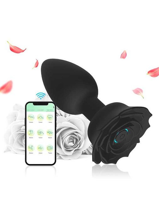 Силиконавая смарт анальная пробка Smart Rose - Черный - 3.3x10.5 см – Анальные игрушки No Brand (370612189)