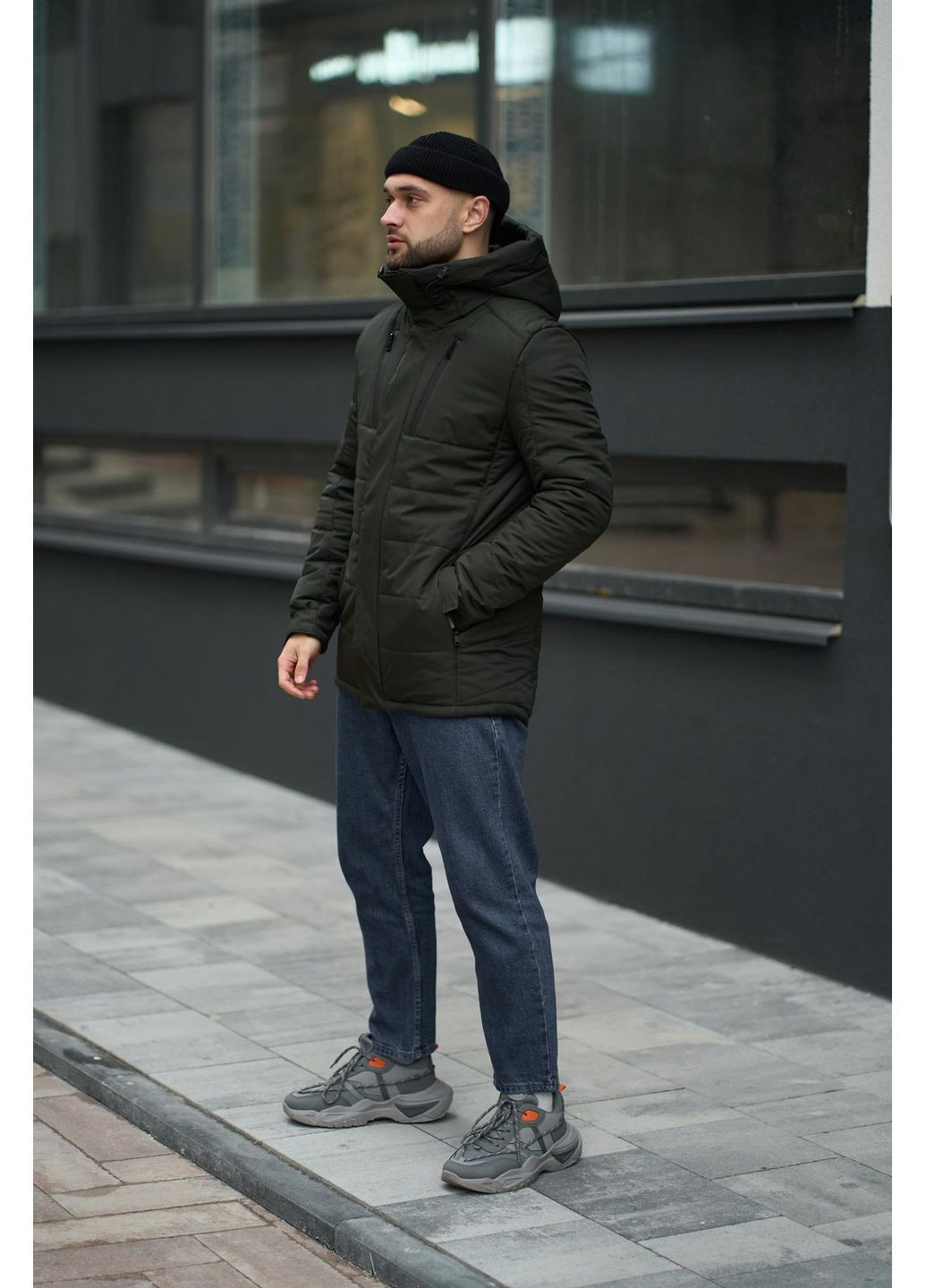 Оливковая (хаки) зимняя куртка зимняя мужская Vakko