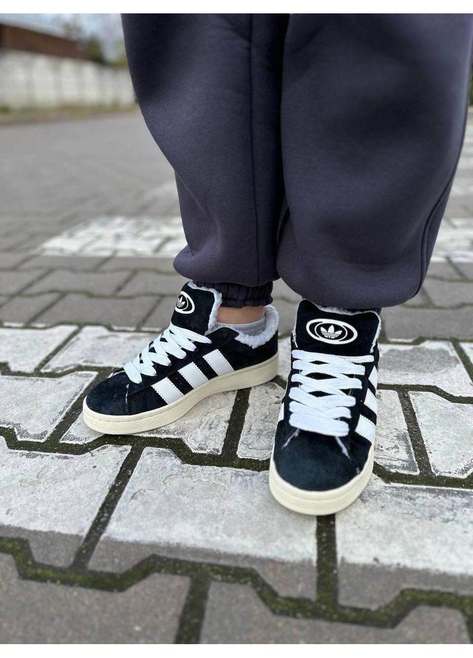 Чорні Зимовий кросівки чоловічі adidas campus 00s black beige fur адідас кампус No Brand