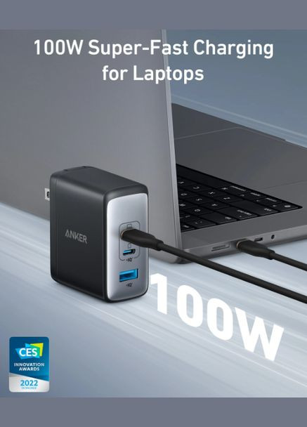 Мережевий зарядний пристрій PowerPort 736 Nano II - 100W 2xUSB-C PD & 1xPIQ GaN (6837239) Anker (315435236)