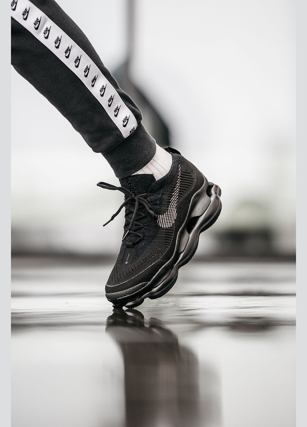 Черные демисезонные кроссовки мужские nike air max scorpion fk black | найк аир макс скорпион фк черный No Brand