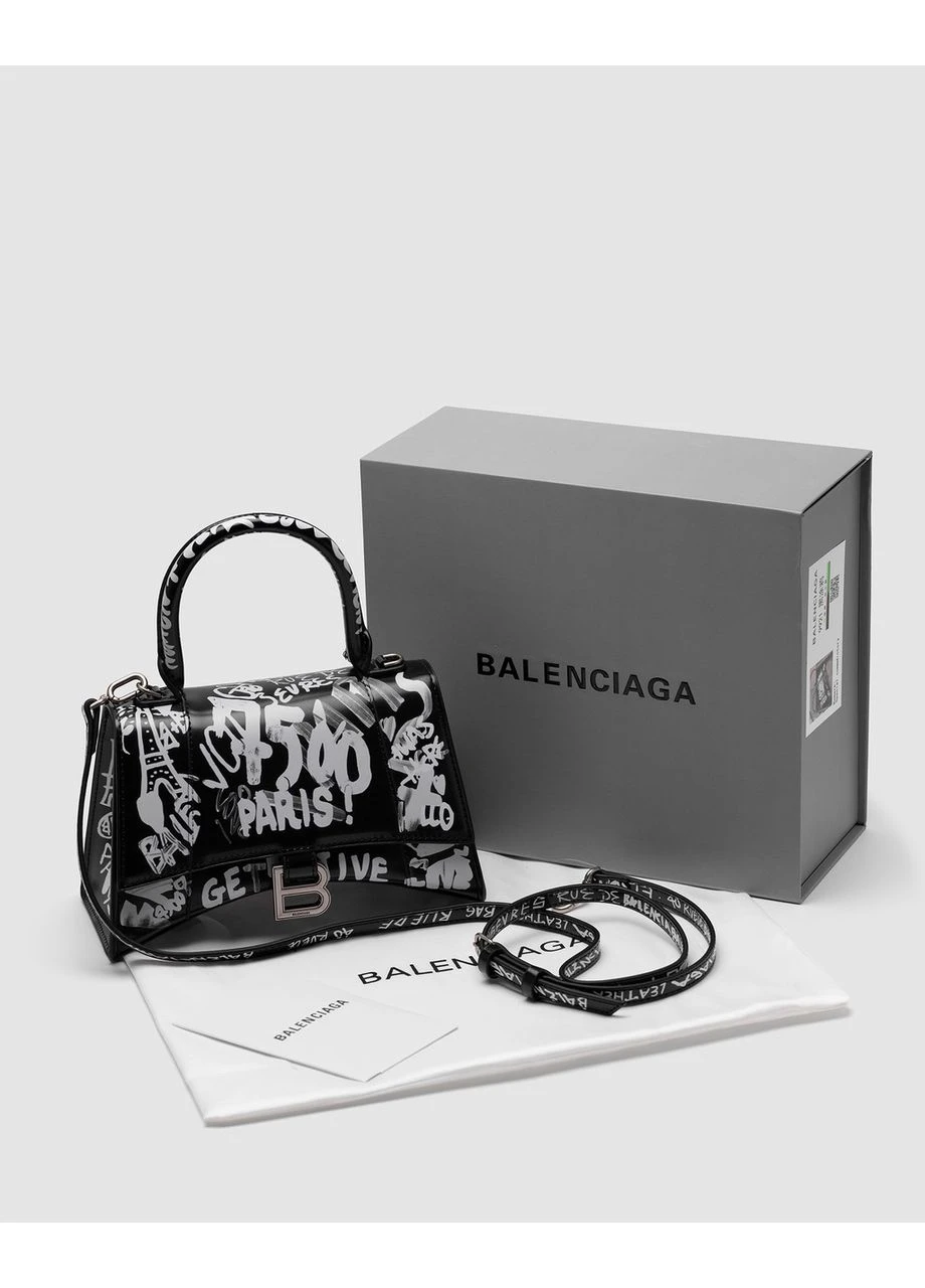 Сумка BALENCIAGA Hourglass Small Handbag Graffiti in Black Баленсиага No Brand (377507942)