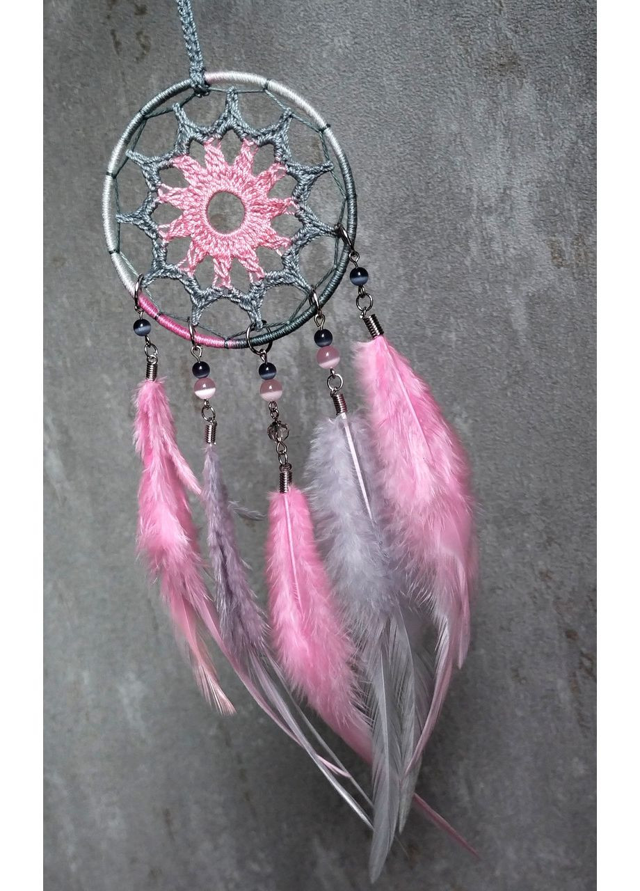 Мини/Авто-ловец снов "Розовая дымка". Оберег-подвеска в машину. Амулет на зеркало заднего вида Dream Studio (363057545)